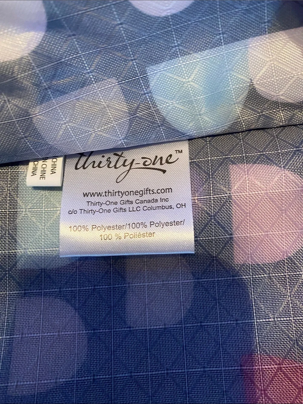 thirty-one Navy Tote with Multicolor Semi-Circle Pattern Storage Bag + bonus bag